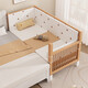 Qiuying liftable beech wood spliced bed crib widened spliced large bed children's bedside bed spliced bed with three side lifting 5cm mattress + 7A antibacterial cotton bedside can lift length 200 width 60 height 35 60 guardrails