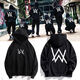Ji Mi Alan Walker alanwalker three-piece set Jiahao same style DJ trendy autumn and winter hooded men's handsome sweatshirt winter Jiahao same style sweatshirt - black plus velvet M 80-100Jin Jin equals 0.5 kg