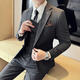 Pierre Cardin one-button men's three-piece suit business formal solid color versatile trendy slim casual handsome suit black suit + trousers 4XL (165-180Jin Jin equals 0.5 kg)