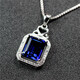 Yongsi rectangular tanzanite sapphire pendant necklace for women blue tanzanite pendant set with diamond silver jewelry rose gold (main stone 10X12mm) without chain
