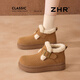 ZHR winter Birkenstock shoes women's thick-soled plus velvet warm cotton shoes women's shoes new anti-ski boots women's AB178B camel 38