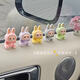 Nanbo Maru Labubu cute car ornaments car small ornaments electric car center console interior accessories navigation screen decoration flocking Labubu pink, yellow, purple, green and gray one each