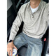 Senma Gray Henley Collar Sweater Men's Autumn Cleanfit Feeling Bottoming Sweater American Lazy Chic Sweater Gray Upgraded M