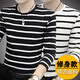 Autumn and winter round neck long-sleeved T-shirt men's striped top thin bottoming shirt autumn coat underwear versatile and slim striped blue XL
