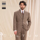 CULTUM Gentleman Armor 50% Wool CULTUM Retro Easy Care Suit Broad Shoulder Herringbone Pattern Suit Men Black Coffee Herringbone Pattern Single Suit 50 B