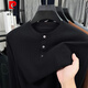 Pierre Cardin men's Henry round neck casual fashion sweater 2025 new spring and autumn sweater base layer versatile solid gray XL