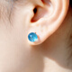 Shi Yue Jewelry (SHIYUEZHUBAO) Aquamarine Stud Earrings for Women Natural Crystal Earrings with Appraisal Certificate Sea Ning Pearl Style