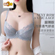 MIDNITE STAR Big Breast Model Shows Small Pure Desire Sexy Underwear Women's Cushion Adjustable Personalized Bra Set C05-Gray Set 75E