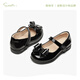 Snuffy girls princess shoes campus performance shoes British spring and autumn children's black small leather shoes casual shoes college black 33