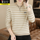 Woodpecker Striped Men's Long Sleeve T-Shirt Round Neck Slim Casual Fashion Handsome Youth Versatile Trendy Sweater Bottoming Shirt 3376 White Regular Style XL Recommended Weight 135-150 Jin Jin equals 0.5 kg