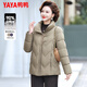 YAYA chaqueta corta de plumas para mujeres de mediana edad y mayores 2025 nueva chaqueta de invierno de color sólido para madre de mediana edad engrosada de estilo extranjero con cuello alto