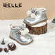 Belle Children's Shoes 2025 Winter Girls Fashion Boots Warm and Velvet Fashion Short Boots Bow Princess Boots Apricot 26