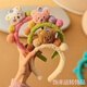 Plush cute bear hair hoop hair face wash special hair hoop for women autumn and winter hair bundle headband mask makeup headwear green color