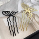 Metal hollow butterfly hairpin, new Chinese style four-tooth comb for women, high-end, cool, round hairpin, metal hollow butterfly hairpin, black