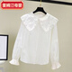 Remtin girls spring and autumn shirt 2025 new Korean style long-sleeved white shirt children's lace doll collar bottoming top white recommended height 135cm60Jin Jin equals 0.5kg below 140