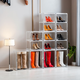 ABDT transparent shoe box drawer folding shoe rack home door dust-proof long boot storage box acrylic shoe cabinet extra large_transparent_with magnetic suction plus 1 layer of partition-can hold 2 pairs of shoes