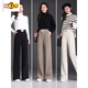Early diameter sherpa wide-leg pants for women 2026 winter new plus velvet pants corduroy chenille straight casual pants autumn black (extra thick sherpa) S recommended weight 85-98Jin Jin equals 0.5 kg