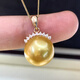 WEIYAN One thing and one picture South Sea gold beads S925 silver Tahitian black pearl pendant women's seawater pearl pendant single C18 free S925 silver chain