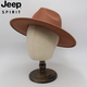 JEEP SPIRIT9.5cm big brim British style hat wide brim European and American jazz hat simple felt hat classic retro woolen hat for men and women white (buckle belt) one size fits all (56-60cm) brim width 9.5cm