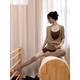 Xu Qixing's new yoga wear, women's Pilates fitness suit with chest pad, beautiful top, blouse, smoke chestnut jumpsuit S