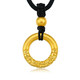 Chow Tai Fook 999 Pure Gold Peace Buckle Gold Pendant Men's Braided Necklace Letter Women's Ruyi Gold Hoop as Birthday Gift Gold Hoop + Gold Beads Black Rope