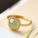 Lao Fengxiang small sugar cube ancient gold deep Hetian jade couple ring women's ring birthday gift girls silver jewelry small sugar cube ring ancient gold deep Hetian jade + certificate + brand gift box