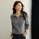 Eveli (eifini) Jiang Xin endorses Eveli half-open lapel basic zipper knitted cardigan thick warm outer 2025 winter new style gray half-open lapel S