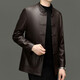 JEEP SPIRIT Spring and Autumn Haining Genuine Leather Jacket Men's First Layer Cowhide Tang Suit Chinese Style Jacket Stand Collar Chinese Style Leather Jacket Thin Black M 170
