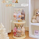 Manle rabbit labubu pendant display box rotating transparent labubu plush doll doll hand blind box storage display stand milk white hanging labubu display box no installation required out of the box