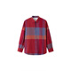 MUJI Women's Flannel Shirt Collar Wide Long Sleeve Shirt Women's Plaid Shirt Jacket Fall 25 BC2BCC5A Red Plaid L (165/88A)