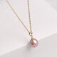 Half a grain of 18K gold natural freshwater pearl pendant, 925 silver necklace, Korean single pendant for women, round strong light, white pearl gold base + silver gold-plated chain 11-12mm