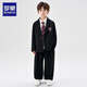 Romon Boys' Suit Suit New Middle and Large Boys Handsome British Boys Casual College Style Performance Dress Black 160