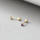 K gold earrings, screws, ear plugs, natural tanzanite earrings, amethyst crystal gemstones, 18K gold, amethyst (4M round) earrings