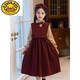 G.duck Little Yellow Duck Girls Dress Autumn 2025 New Medium and Big Children Red College Style Skirt Girls Spring and Autumn Style 59105-1 Maroon Red 110 cm