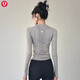 Lulu Lulu's same sports top women's spring and summer slim round neck quick-drying running Pilates training fitness wear long CX-516 light gray L