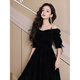 Timochi Music Student Art Exam Dress Female Vocal Performance Costume Black Dinner Party Temperament High-end Light Luxury Niche French Adult Black 6 Zip S