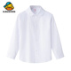 G.duck little yellow duck children's shirt white long-sleeved pure cotton edge round neck spring and autumn versatile middle-aged and primary school uniforms for girls round neck girls white long sleeves 100 cm
