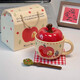 Fei Yue Gamak Cup Women's Apple Ceramic Cup with Lid 520 Christmas Gift for Girls and Girlfriends Birthday Couple Cup Apple Bear Mug Spoon Gift Box