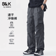 Baleno S&K series spring and autumn workwear assault pants men's loose straight trendy paratrooper pants sports casual trousers gray XL