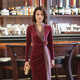 H-KED dress female banquet evening dress high-end slightly fat temperament French annual meeting host evening high-end exquisite dress taro purple dress L