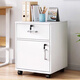 Anluosen filing cabinet office wooden lockable small cabinet mobile storage cabinet drawer cabinet with wheels under the table storage cabinet one drawer and one door warm white