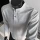 American Polo Henley shirt men's long-sleeved T-shirt spring and autumn trend cleanfit inner casual men's base sweatshirt YYT-CX81 Gray American Henley collar sweatshirt 3XL