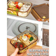 Fat Donglai Yangma recommends glass lunch box microwave heating special bowl office worker lunch box with lid 2025 new water amber-large long two partitions 1060ml