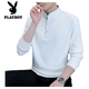 Playboy (PLAYBOY) Men's Light Luxury Chinese Style Sweater Men's Henry Collar Velvet Thickened Long-Sleeved Autumn and Winter Bottoming Shirt Black-Winter Style Velvet XL (Recommended Weight 135-155 Jin Jin is equal to 0.5 kg)