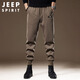 JEEP SPIRIT Jeep American retro casual pants men's autumn and winter loose-fitting sports knitted sweatpants Khaki L
