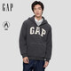 Gap men's and women's autumn polar fleece contrasting logo loose hooded zipper sweatshirt 786693