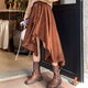 Skirt Winter Skirt Women's Maillard Coffee Color Thick New Drape A-Line Skirt Ruffles Irregular Puff Coffee Color One Size 80-150Jin Jin is equal to 0.5 kg
