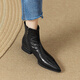 Belle Retro Sheepskin Short Boots Women's Thick Heel Pointed Toe Ankle Boots Chelsea Boots Martin Boots Spring and Autumn Single Boots Winter Plus Velvet Black Single Liner 39