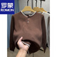 Romon two-button Henry collar sweater men's autumn and winter trendy long-sleeved bottoming shirt men's fake two-piece sweater black L 170