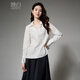 Late white off-size clearance temperament V-neck cotton shirt temperament lace collar light mature style shirt for women white L
